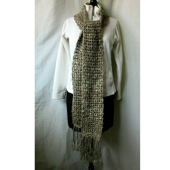 Extra Long Chunky Multicolor Brown Scarf 89x5 Handmade Crochet Mens Women NWT - Picture 1 of 7